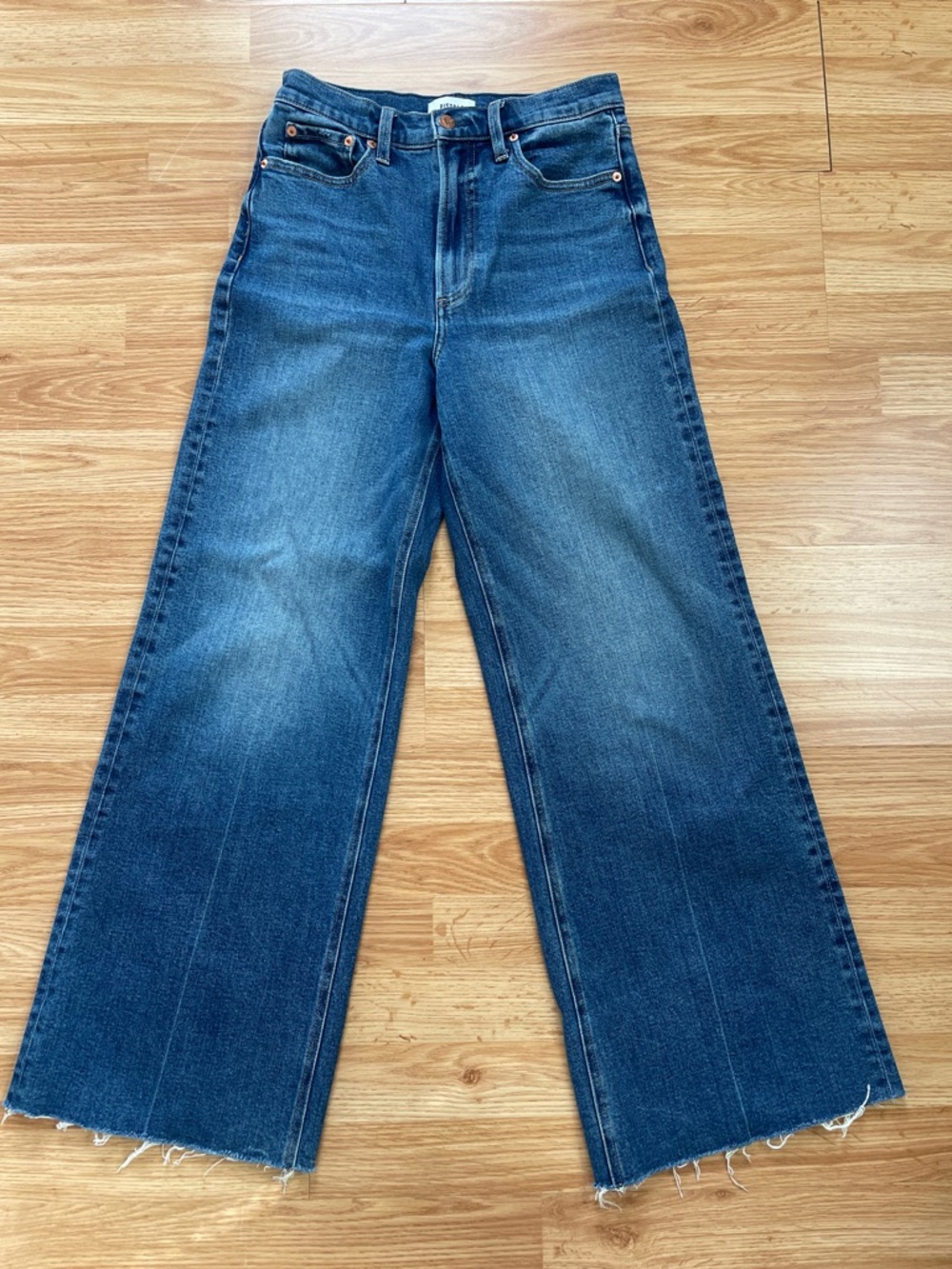 pistola Dark Blue Wide-Leg High-Rise raw hem Jeans size 27
